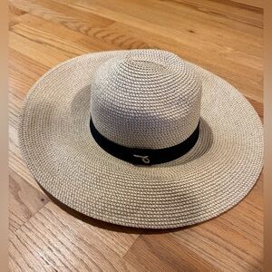 Something Special Cream Wide-Brim Sun Hat with Black Band 100% paper
